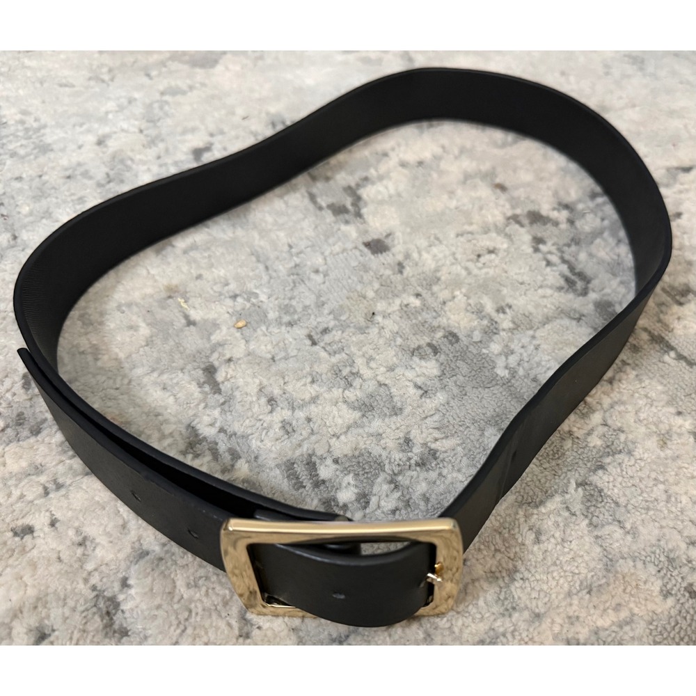 New York & Company Womens Black Belt Gold Tone Buckle Size Medium